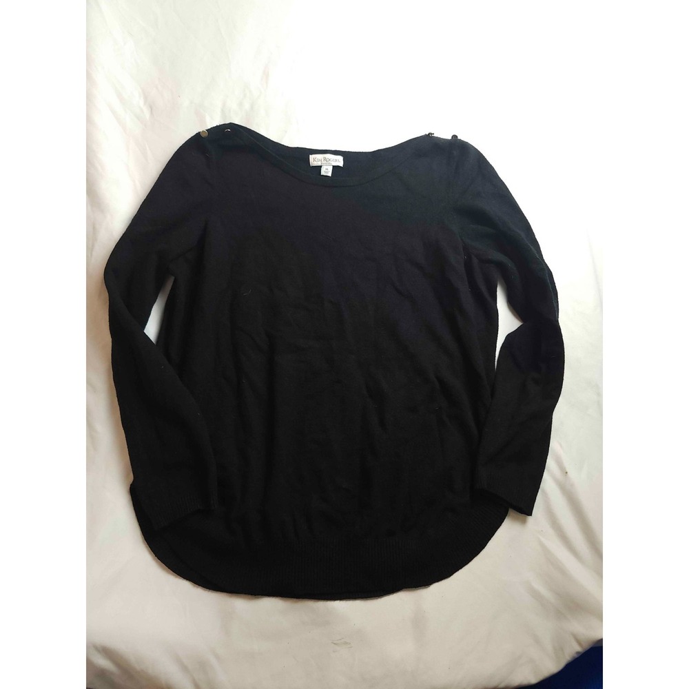 Kim Rogers Sweater Womens XL Black Minimalist Quiet Luxury Corpcore Clean Girl